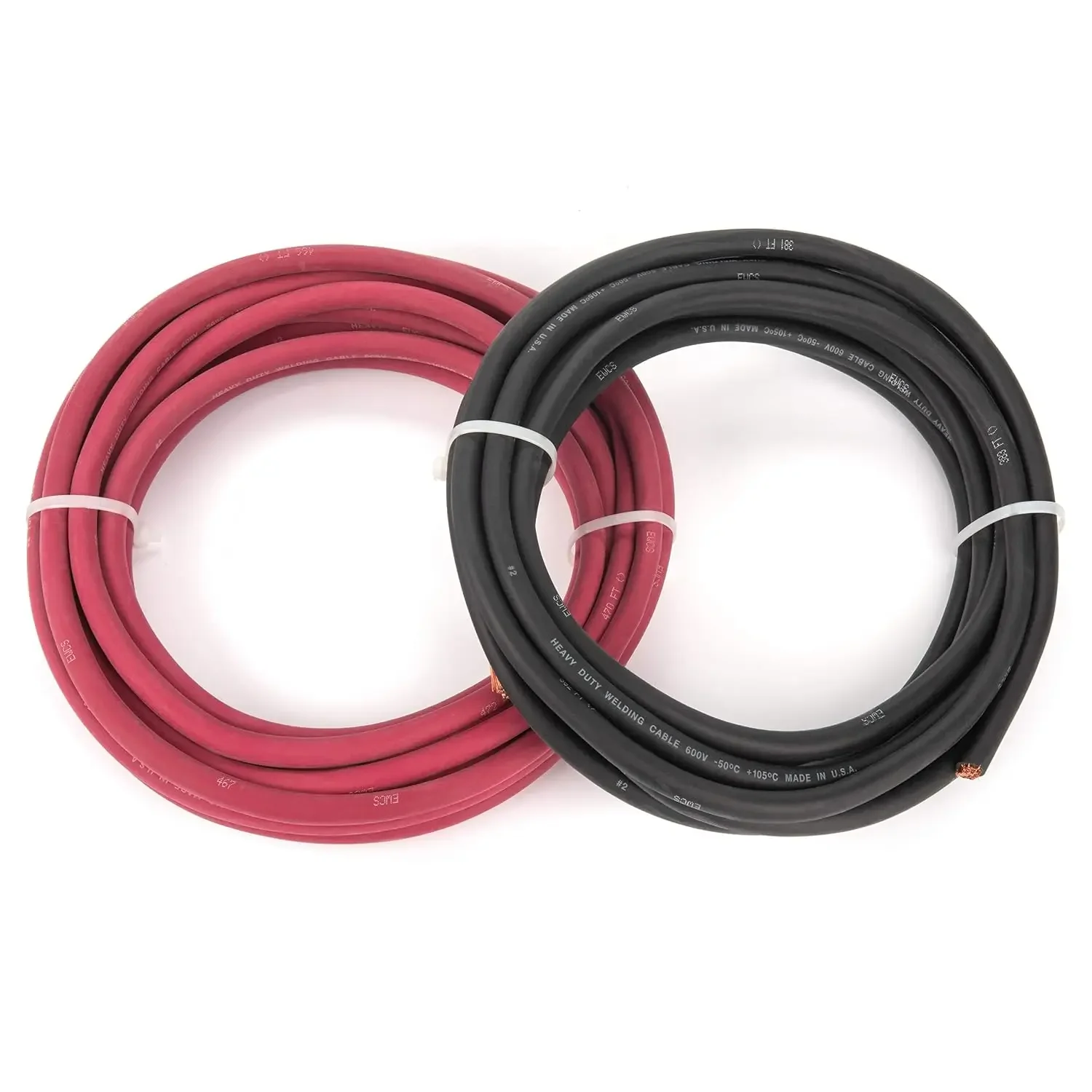 2 Gauge Premium Welding Cable Black + Red Combo Pack - 20 Feet of Each - Made in USA