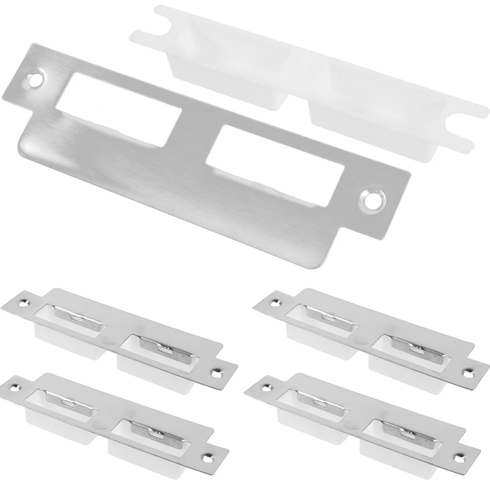 5Pcs Stainless Steel Door Reinforcement Strike Plates Deadbolt Cover Plate for Interior Doors Door Lock Repair Kit Security