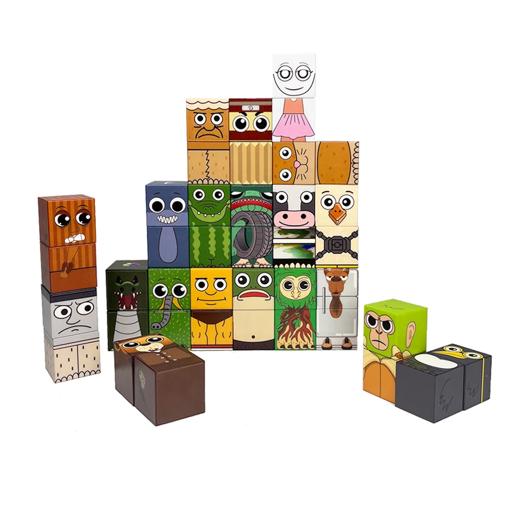 สนุก AI ตัวอักษรบล็อกแม่เหล็ก DIY อิฐ STEM ของเล่นเพื่อการศึกษาของขวัญสร้างสรรค์เด็ก TungTungSahur การ์ตูนชุดอาคาร