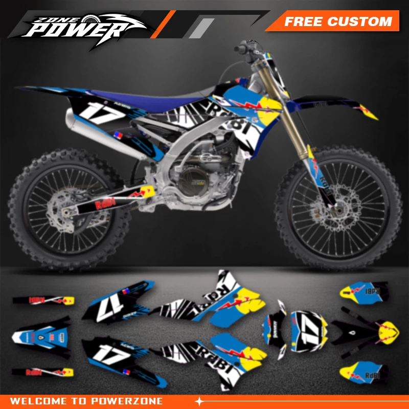

Пользовательские фоны Powerzone для YAMAHA 2014-2018 YZF250 2015-2019YZF250X WRF250 2014-17 YZF450, графические наклейки, наборы наклеек 42