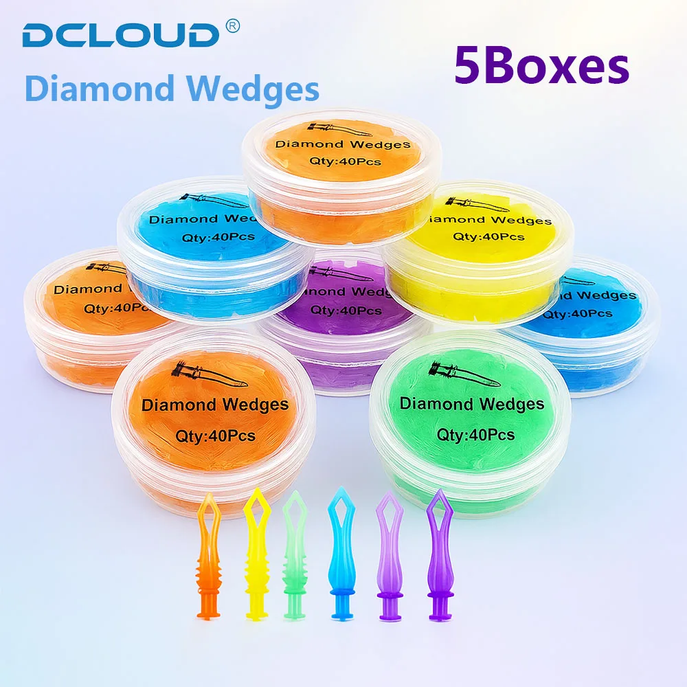 

5Boxes Disposable Dental Diamond Wedges Plastic Interdental Wedge Fender Barrier Matrices Composite Restoration Dentist Material