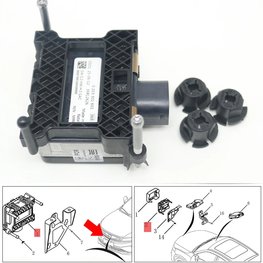 ACC Adaptive Cruise Control Module Distance Radar Sensor With Bracket Clips For Dodge Journey MK2 2021-2026 8087003ARX0000