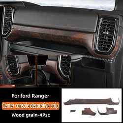 Wood grain Interior Overlay Covers for Ford Ranger Wildtrak T9 2023 2024 Upgrade Instrument Trim Decoration LHD