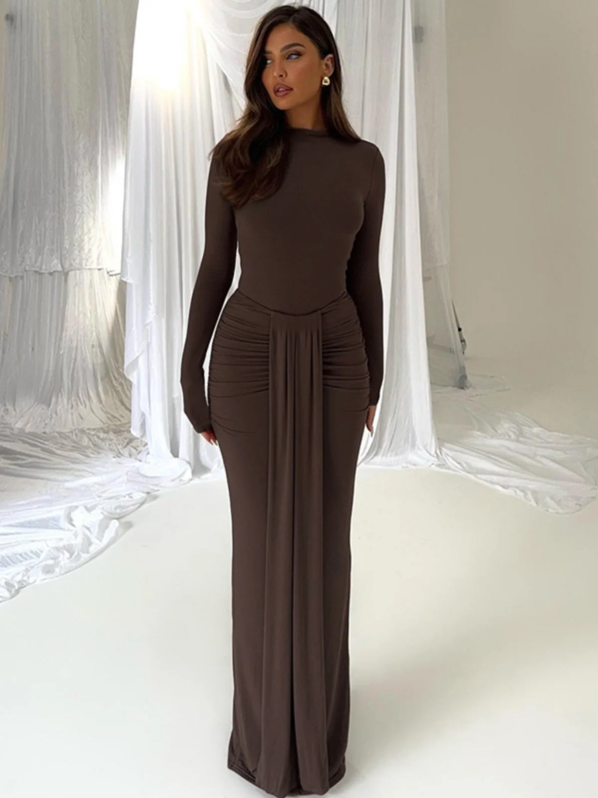 High Ne Long Sve Slim Fit Jumpsuit Women's Faion Ensemble One-Piece Suit Ele Workwear Student orm Alternative