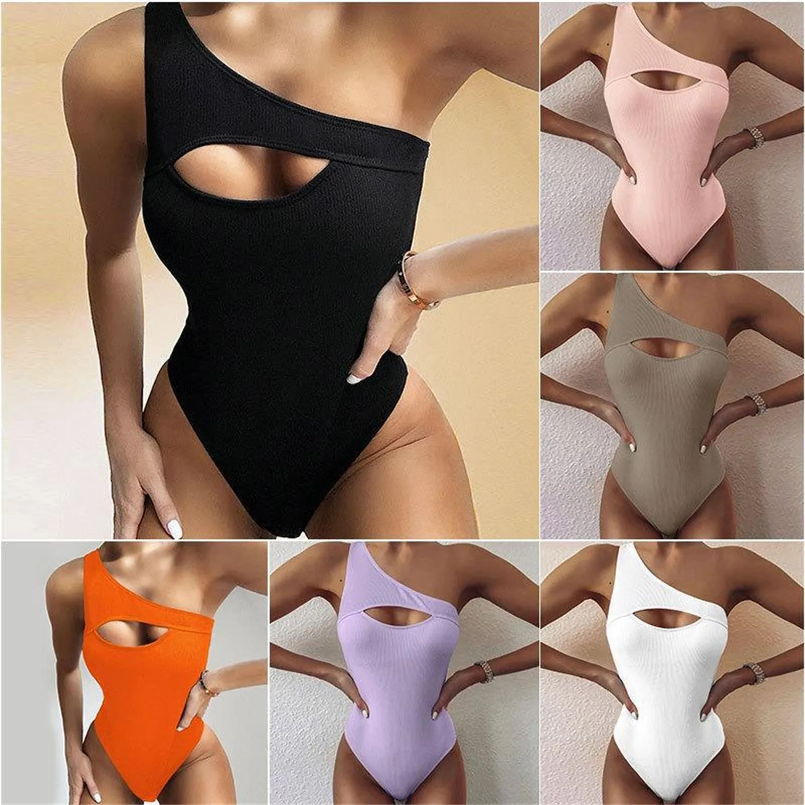 

Women'S Swimsuit Sexy Bikini Solid Color Conjoined Swimsuit High Waist Swimsuit Beach Suit Vintage Swimwear Monokini Bandage