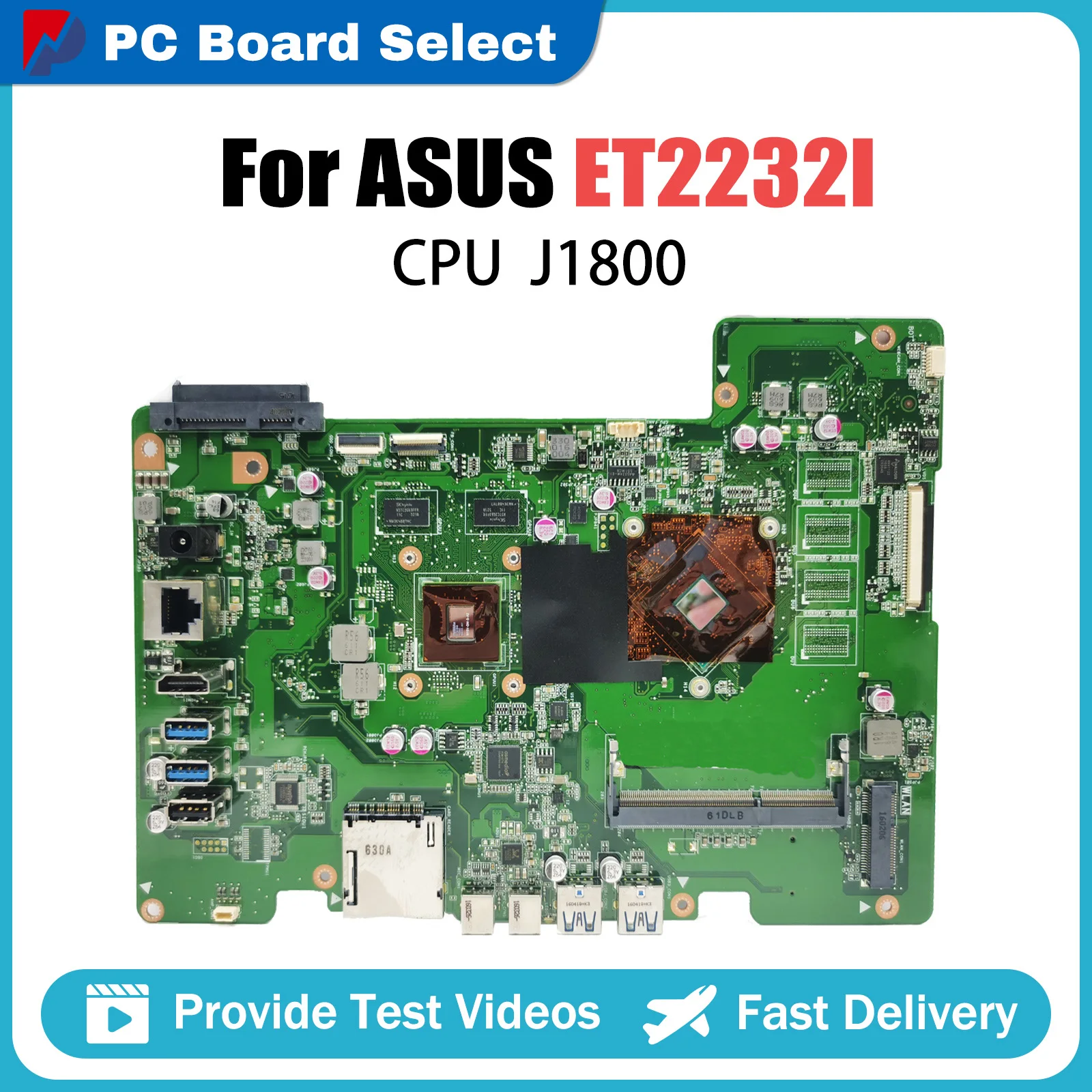 Laptop Mainboard For Asus ET2232IET2232I Notebook Motherboard with J1800 CPU V1G DDR3 Systemboard Fully Tested OK