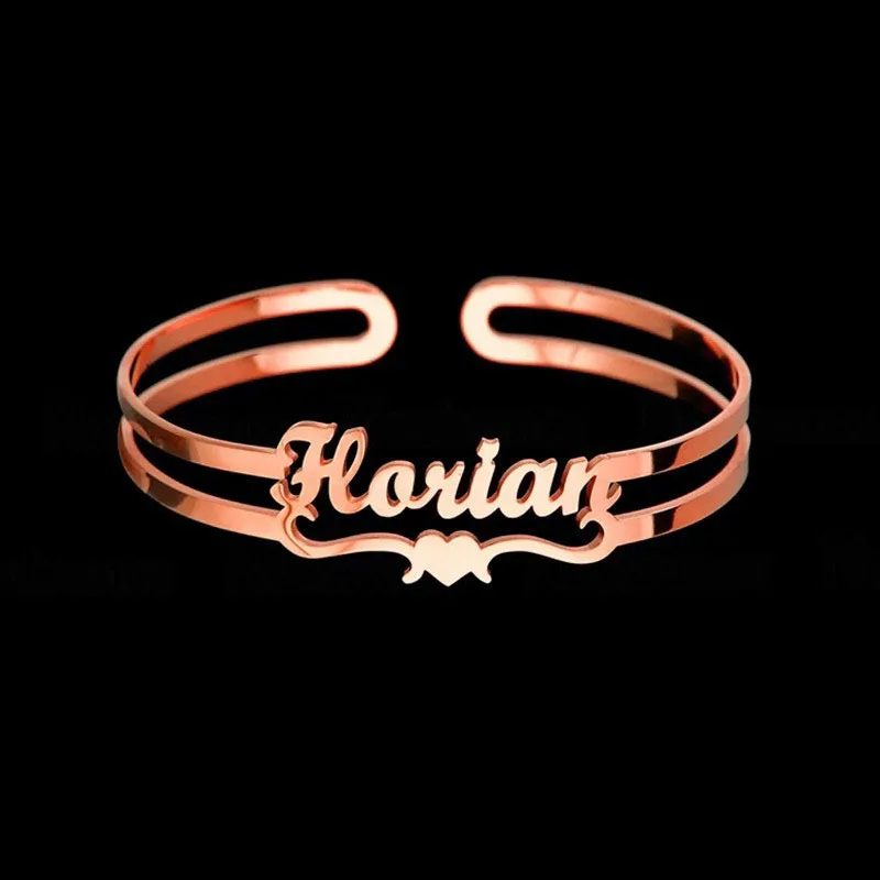 Gelang Manset Nama Baja Tahan Karat Populer Kustom DIY Gelang Pribadi Huruf Mode Sederhana Amerika Eropa Dropshipping