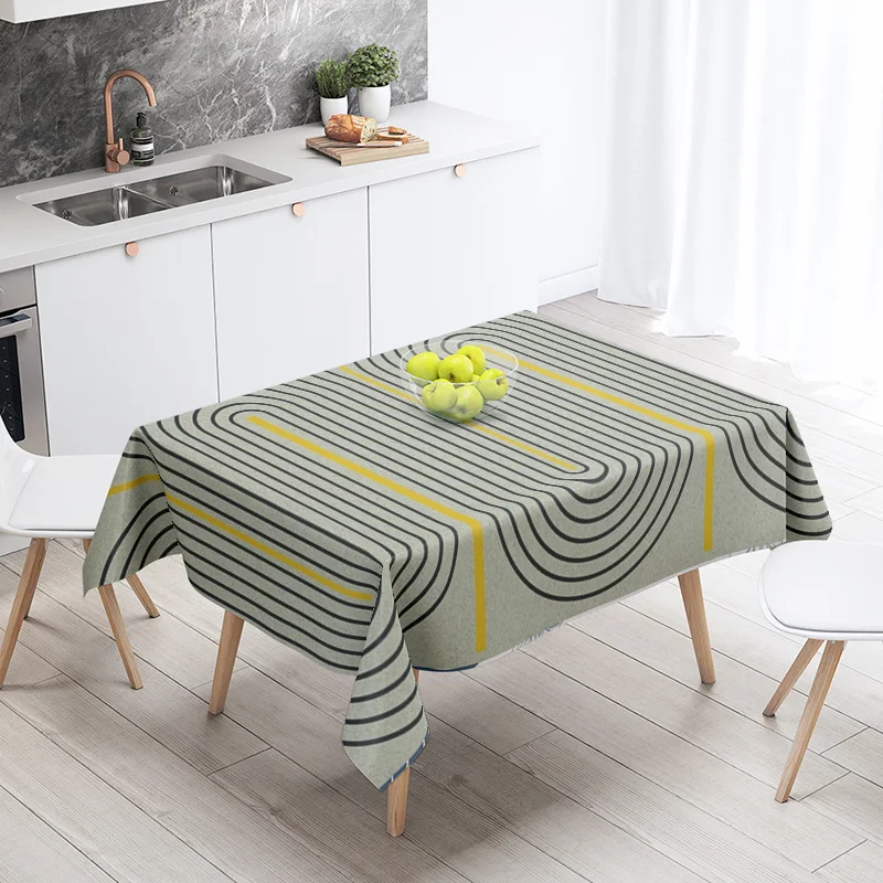 Morandi Ins Style Tablecloth Abstract Art Design 2025 New Geometric Pattern Decorative Tablecloth for Coffee Shop