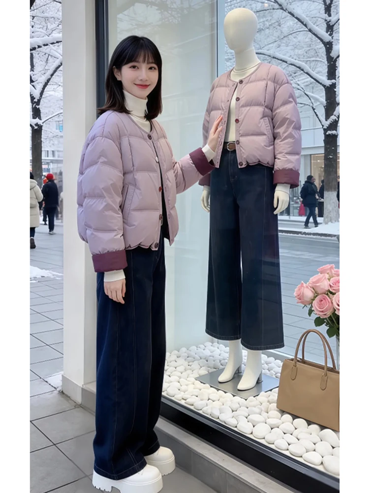 

Корейская утепленная теплая верхняя одежда для женщин: свободная куртка из хлопка с цветными вставками, осень-зима, новинка