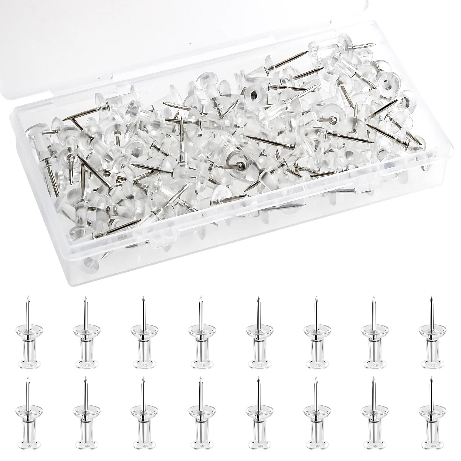 60/100/200 Pcs High Quality Board Thumb Tacks Plastic Buttons Pins Clear Push Pins Drawing Pins Push Pins Stationery Supplies