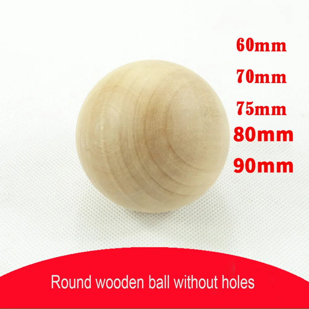 Solid Wood Round Beads Natural Logs Non-porous Handmade Wooden Round Beads Diy Large Solid Wood Ball Toys 60/70/75/80/90/100mm