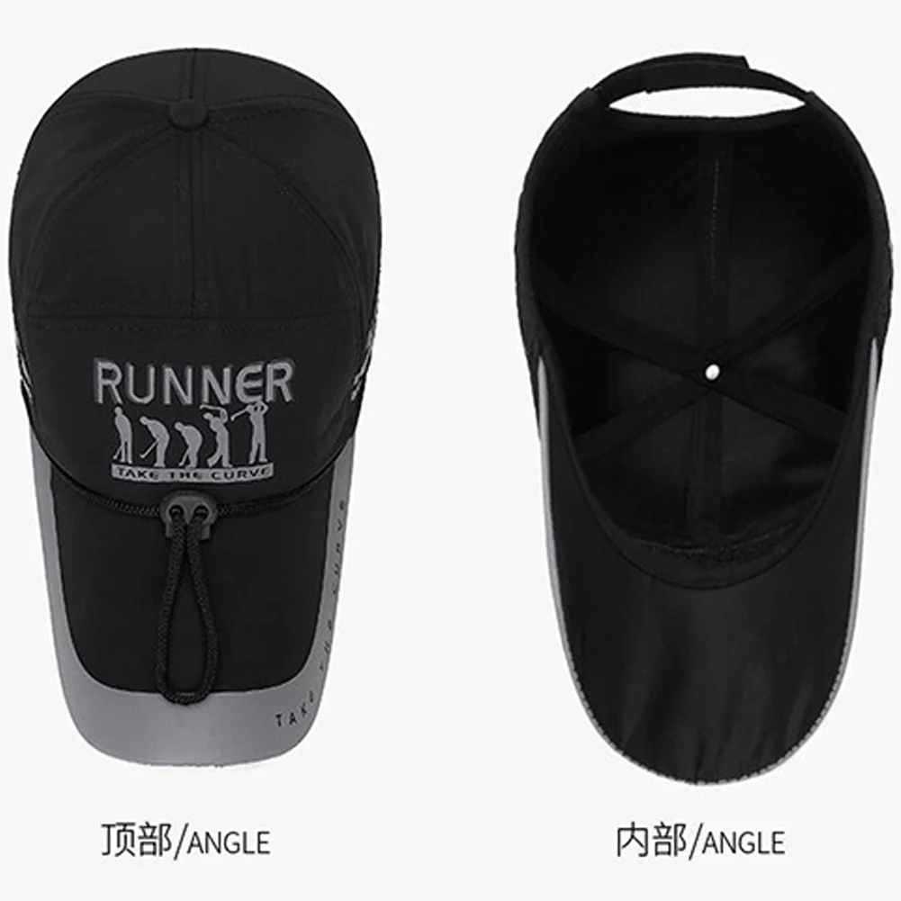 Męska czapka z daszkiem przeciwsłoneczna odporna na wiatr lina szybkoschnące list pasek odblaskowy codzienny kapelusz na zewnątrz