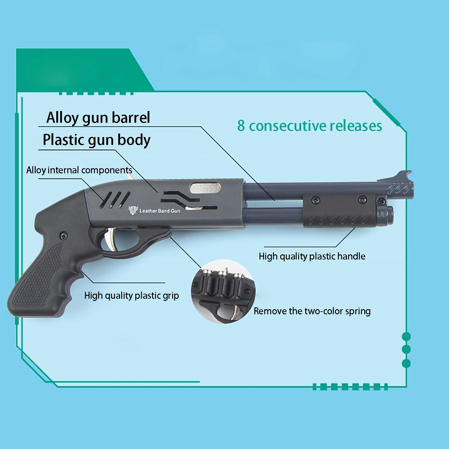 プラスチックと合金の輪ゴム銃,ミニチュアモデルの装飾玩具,柔らかい弾丸銃,ランダムカラー,8個,20個