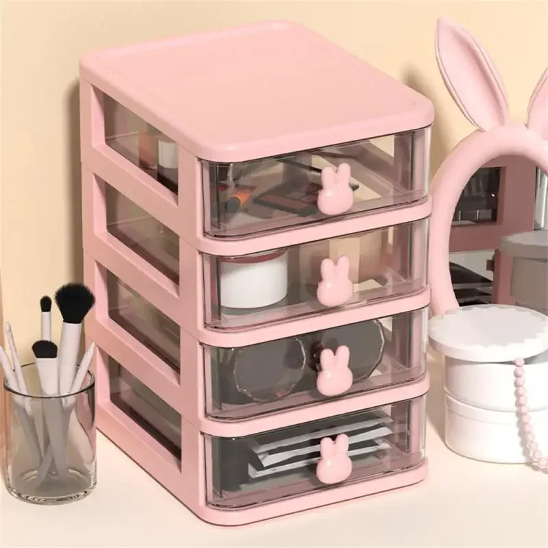 Cute Multi-storey Drawer Desktop Organizer Small Desk Storage Box School Office Stationery Cosmetic Home Headwear Storage Box