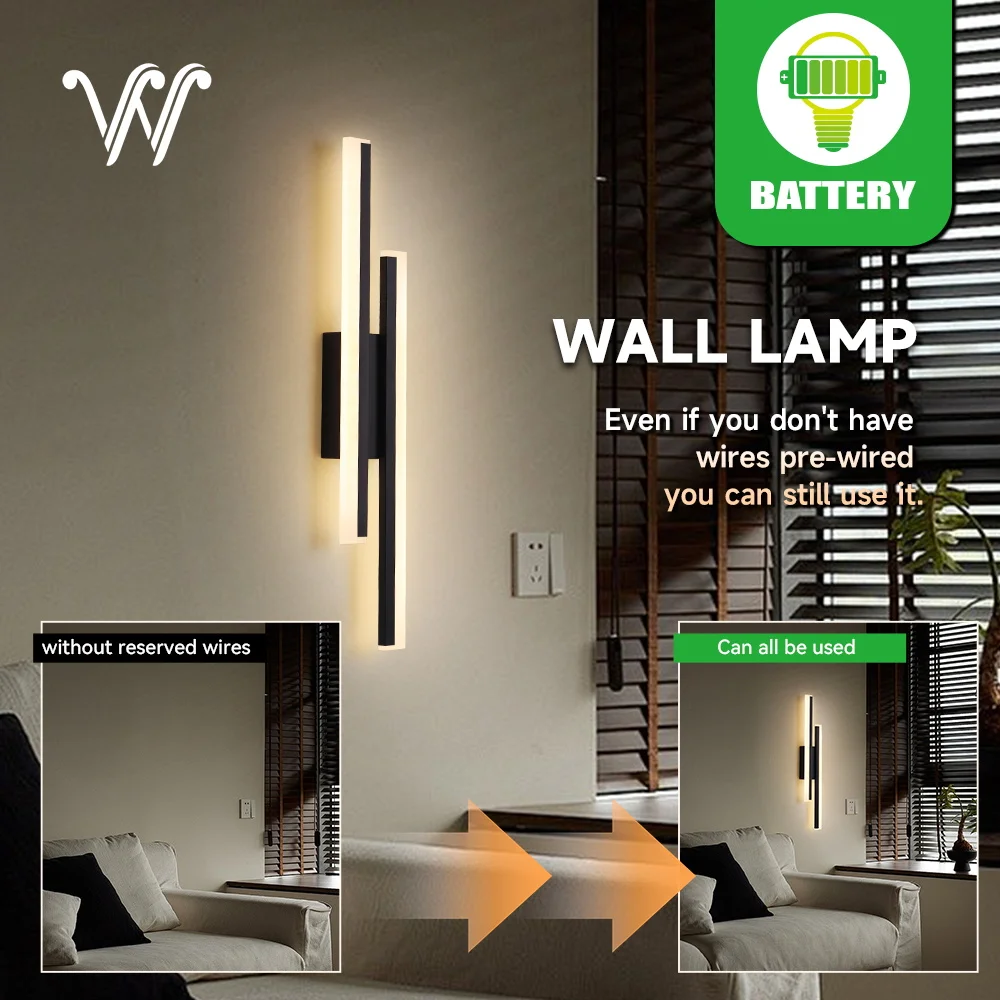 

Magnetive Rechargeable Lamp 5V Wireless Wall Light Dimming with Remote Indoor Lighting for Home Corner Beside Decoration 50cm