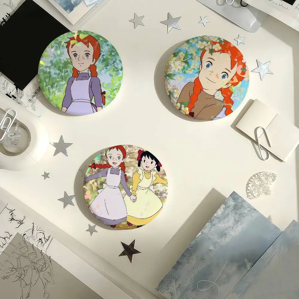 Anime Anne of Green Gables Laser Badge Creative Pins Brooch for Bag Clothes Hat Decor Gifts Fans Collect