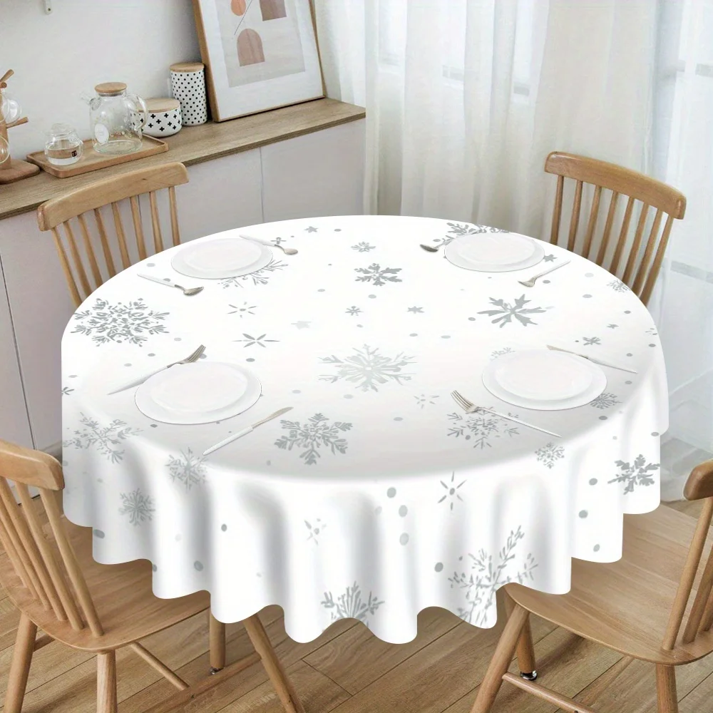 One piece of winter snowflake-shaped tablecloth design, creating a seasonal dining stylexzj