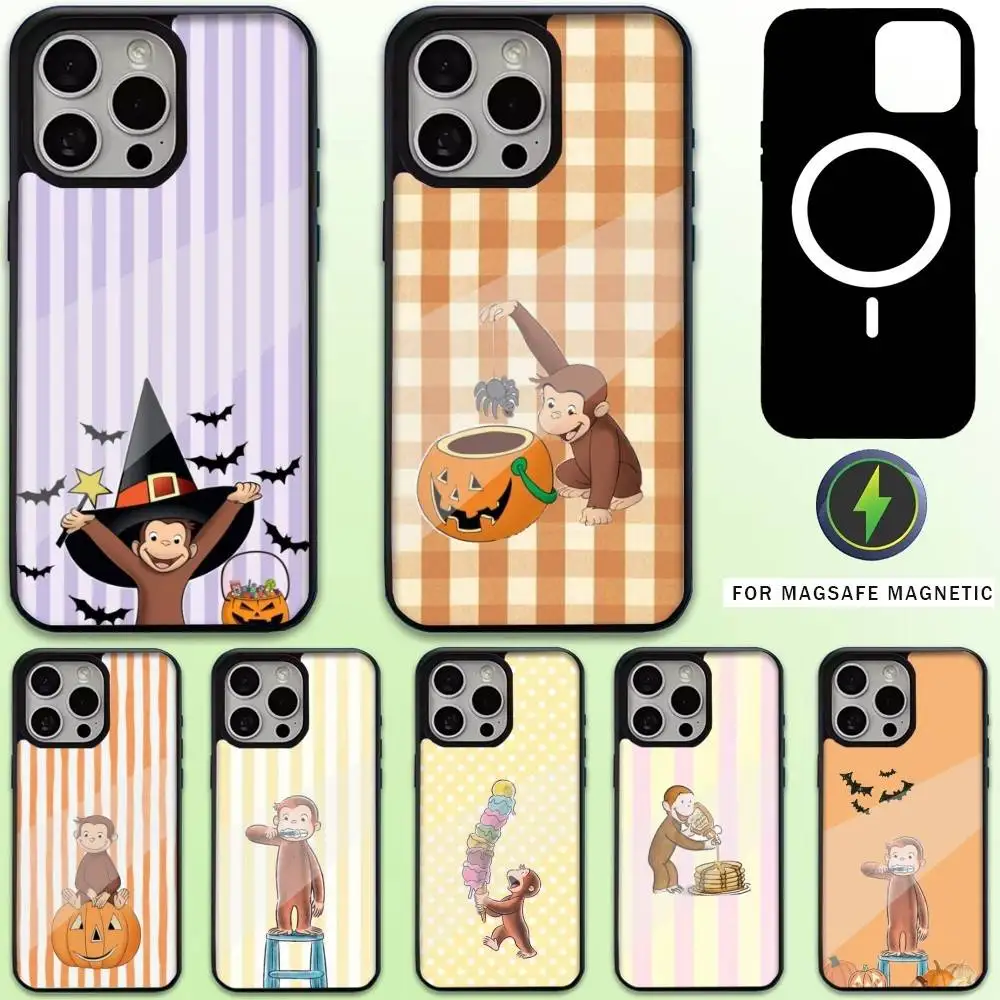 

Mokey C-Curious G-Georges Phone Case For iPhone17,16,15,14,13,12,11 Plus,Pro Max Magnetic Magsafe Wireless Charging