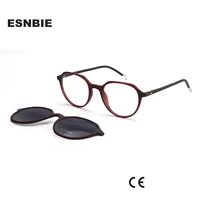 Gafas con montura geométrica TR90 De diseñador con Clip magnético ovalado, gafas De sol polarizadas para hombres y mujeres, gafas ópticas, gafas De Grau