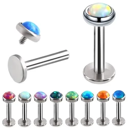 1PC Stainless Steel Opal Stone Labret Stud Lip Ring Ear Cartilage Piercings Helix Tragus Earring Medusa Piercing Body Jewelry