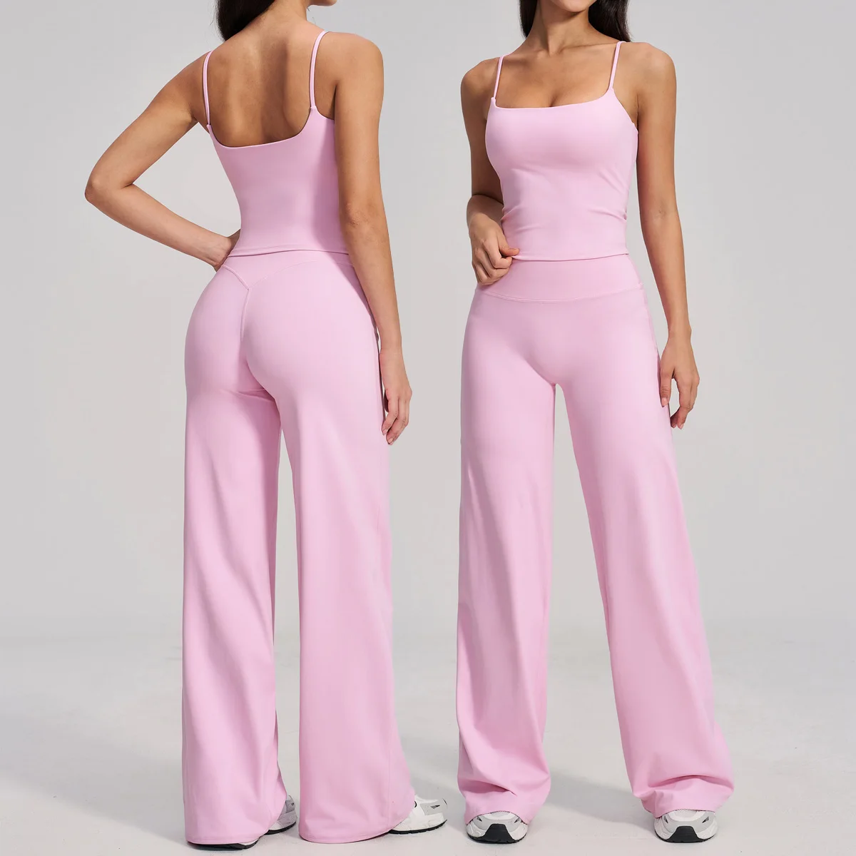 New 2PCS Yoga Set Gym Fitness Suit Woman Quick Drying Push Up Loose Casual Sports Vest Wide Leg Pants Tracksuit Workout Yoga Set