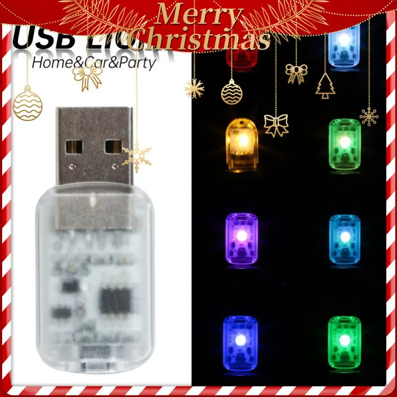 Car Mini USB LED Light Touch Switch RGB Colorful Auto Interior Atmosphere Light Decoration PC Mobile Power Charging Small Lamps