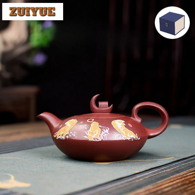 

320ml Ancient Yixing Purple Clay Teapots Handmade Roar Of A Tiger Pot Raw Ore Purple Red Mud Kettle With Filter Zisha Tea Set