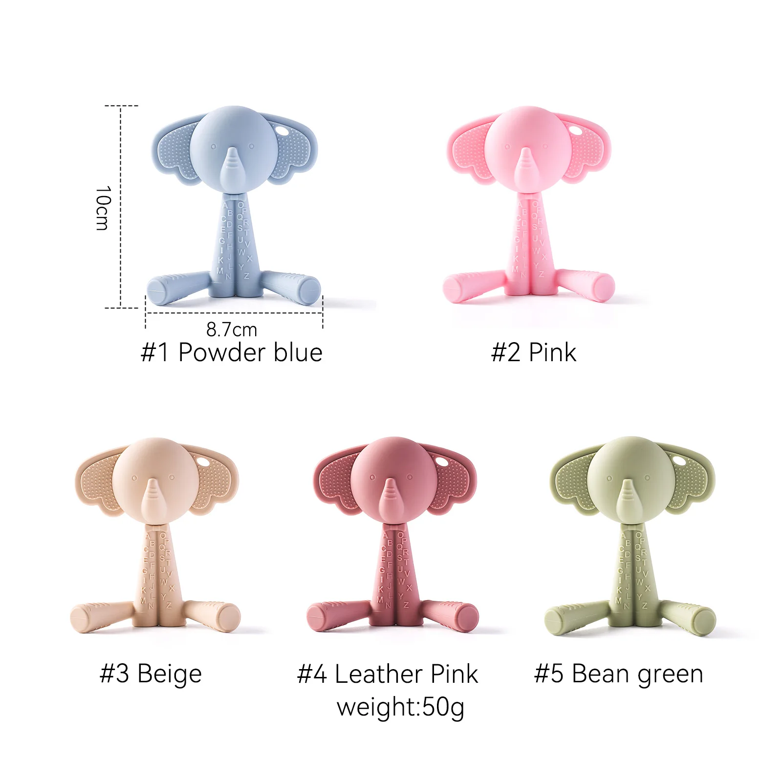 Chutões de mordedor de silicone para bebê, Elefante dentição brinquedos táteis, Brinquedos para bebês recém-nascidos, 0-12 meses