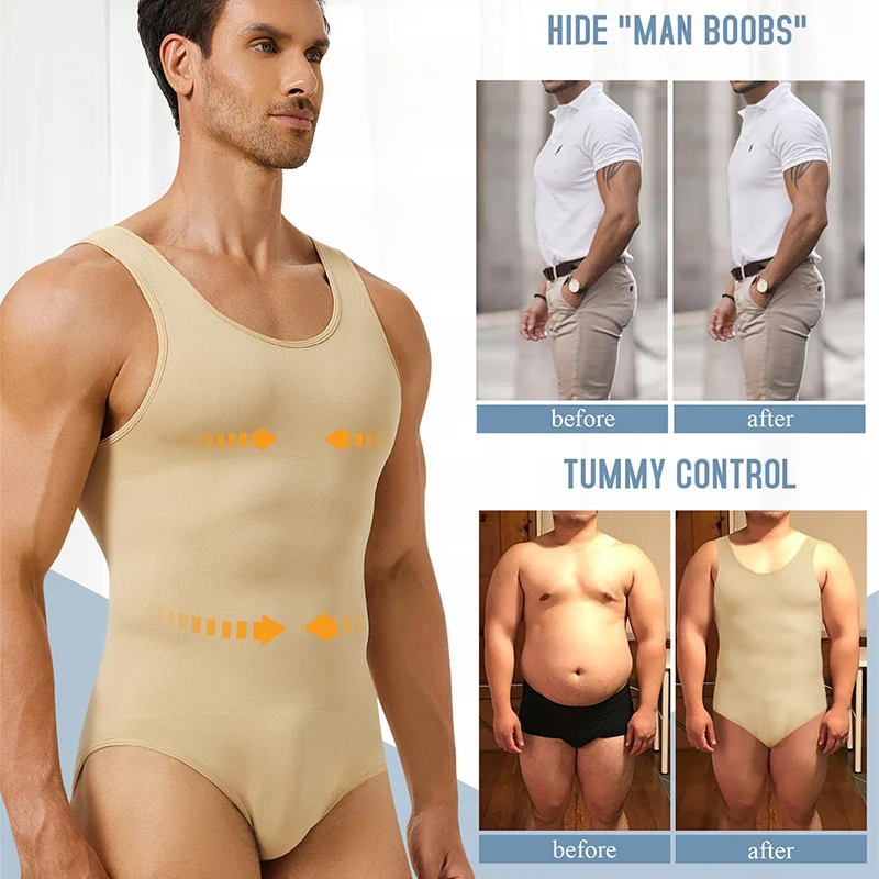 TUNIControl-Maillot de corps amincissant à col rond pour hommes, maillot de corps amincissant, maillot de corps en fibre, vêtements protubérants