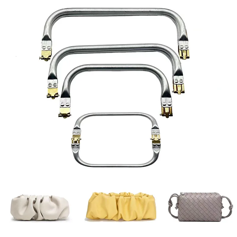 2pcs Metal Aluminum Tube Frame Bag Handle Accessories Clutch Bag Parts Bag Frame For Wallet Doctor Purse Frame