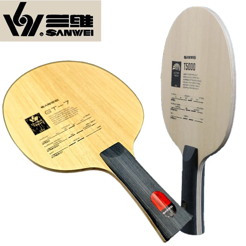 SANWEI GT-7 T5000 Table Tennis Blade 5 Wood 2 Layer External Carbon Fast Attack & Loop Ping Pong Paddle FL/CS for Training