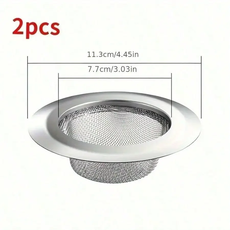 

2pcs Kitchen Sink Strainer, Stainless Steel Sink Drain Strainer, Large Wide Rim 4.5" Diameter, Food Catcher For Most Sink Drains