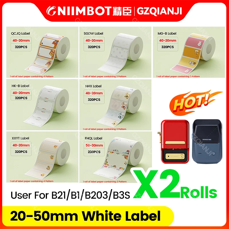 NiiMBOT B21 B1 Label Printer Machine Circular Sricker Paper Roll Cosmetic Essential Oil Bottle Cap Sub Bottle Oil Proof Label B1