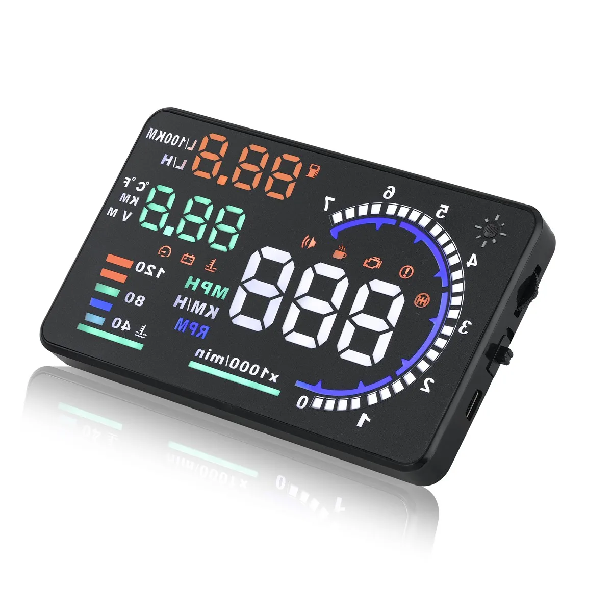 A8 OBD HUD Head-up Display Speedometer for Car Heads Up Display RPM Tachometer with Over Speed Alarm Auto Electronic Accessories view 6