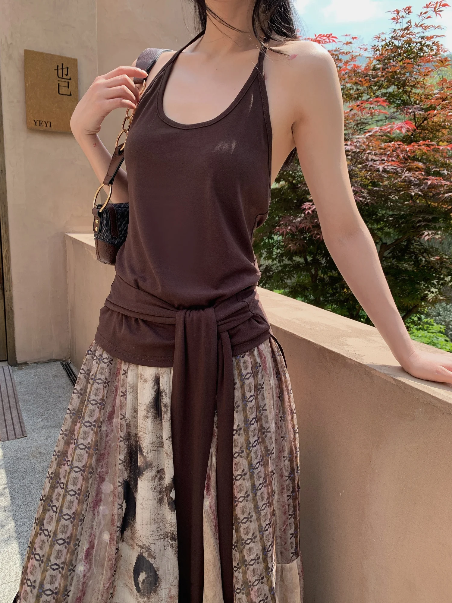 

SMBL RAIN Summer 2025 Women's Slim Fit Knitted Bal Top Hanging Ne Strap Vest Cotton Blend Comfortable Commute Sle