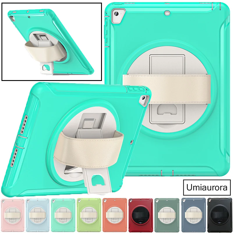 

Для iPad Mini 5 9,7 Pro 10,5 7 8 9 10,2 10 10,9 11-го поколения 11 дюймов A16 Чехол-подставка с ремешком на руку Противоударный Armor Funda