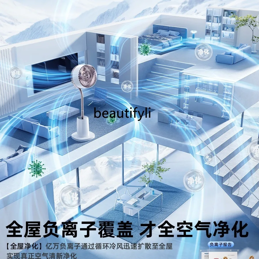 مروحة دوران الهواء، مروحة كهربائية منزلية فائقة الهدوء، مروحة أرضية تنقية دوارة لغرفة النوم