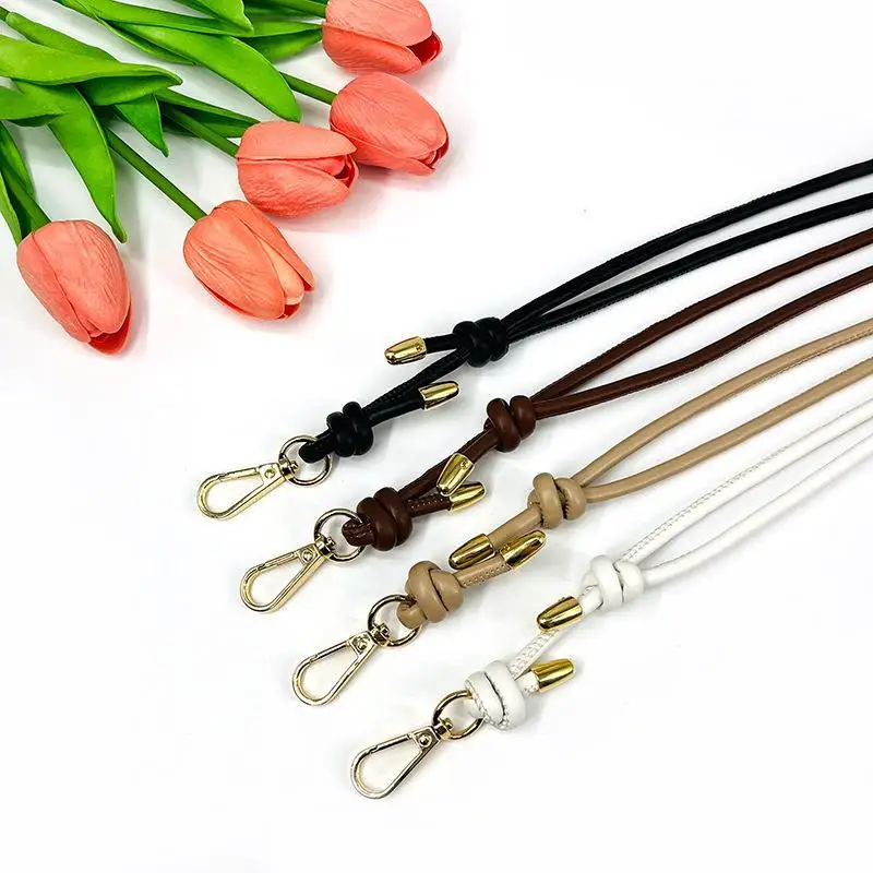 Adjustable PU Leather Strap Golden Metal Clasps For Crossbody Purse Replacement DIY Woven Bag Accessories
