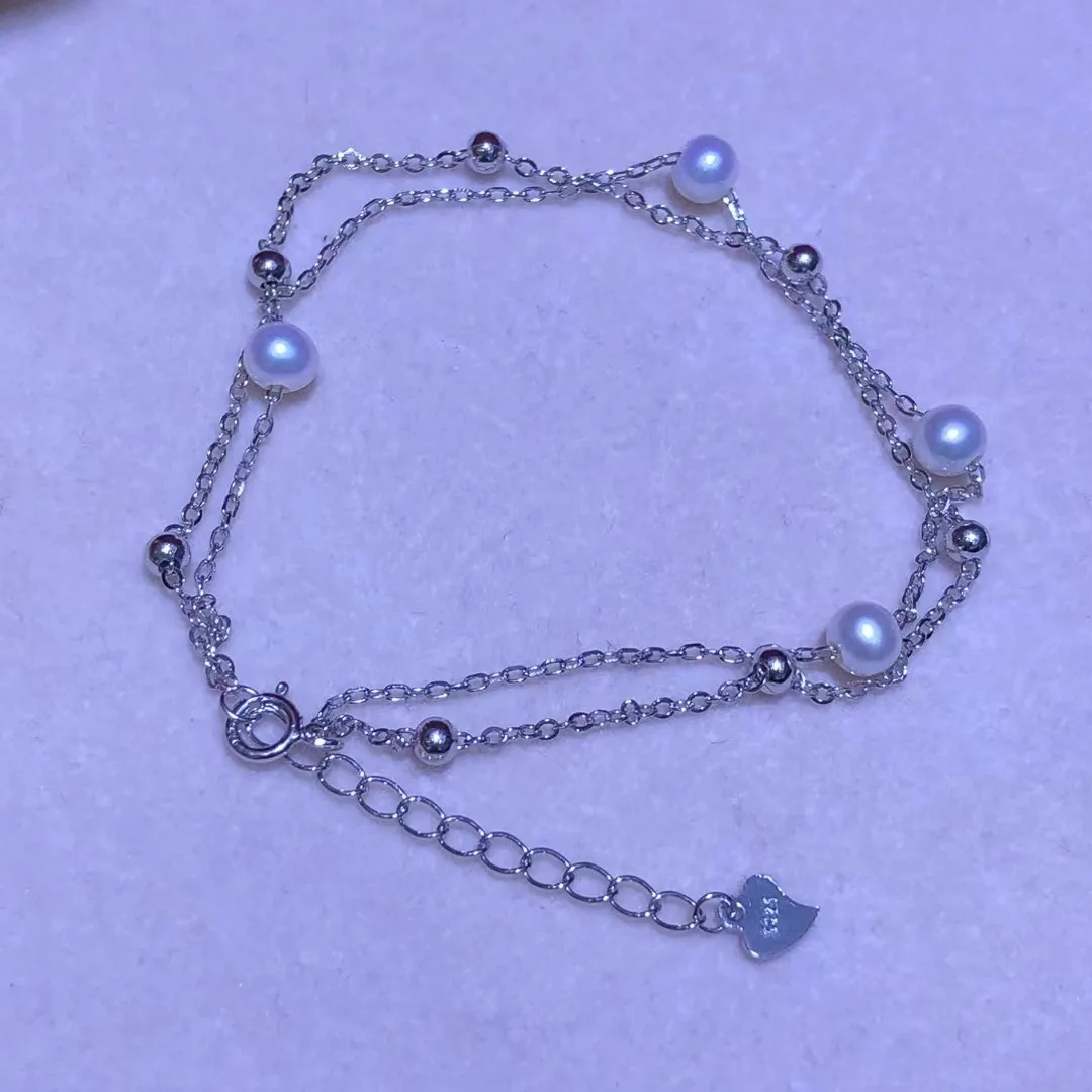 S925 Sterling Silver Bracelet Mount Settings Finding Mountings Base Part Bangle for 5-7mm Pearls Stones Beads 5pcs/lot
