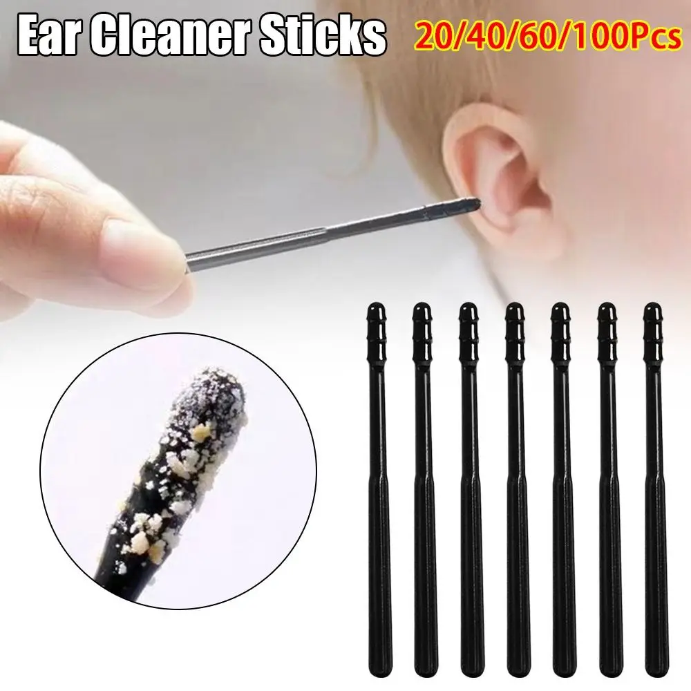 20/40/60/100Pcs Disposable Ear Cleaner Sticks 360-degree Rotation Self-adhesive Sticky Ear Stick Soft Ear Cotton Swabs