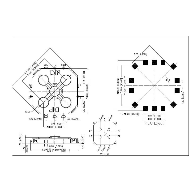 1PCS EVPPW5TS Japan for panasonic TT5 button 10*10*1.55 patch five-way multi-directional multi-function touch button switch