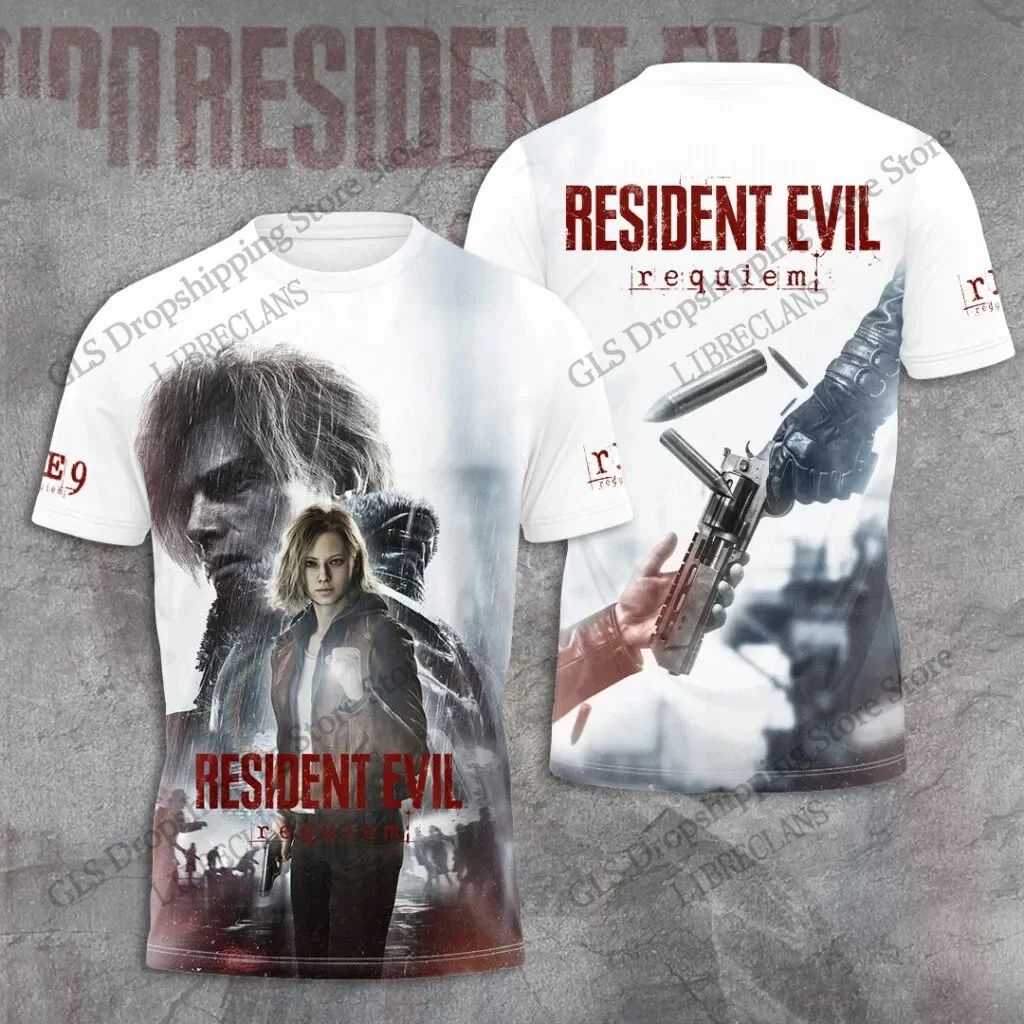 Sommer Neu Vintage Resident Evil 3D-Druck T-Shirt Herren Damen Mode Hip Hop Übergröße Streetwear Kurzarm Tops Tees Kinder – Detail 3