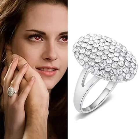Fascino Twilight Breaking Dawn Bella Anello di cristallo Anello di fidanzamento Anello nuziale Opale Argento Colore Anelli di barretta Gioielli cinematografici