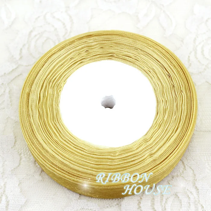 (50 yards/roll) 3/4\'\' (20mm) Pale Gold organza ribbons gift wrapping decoration Christmas ribbons
