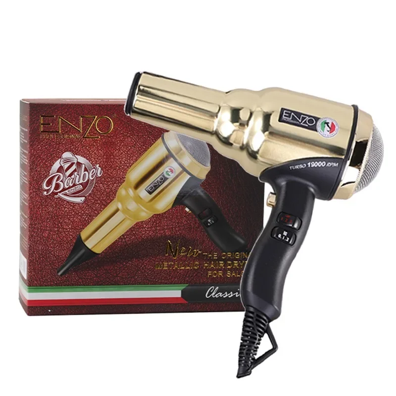 ENZO المهنية عالية السرعة 19000 دورة في الدقيقة مجفف الشعر صالون الأيونات السالبة العناية بالشعر 2000 واط عالية الطاقة الذهب أدوات تصفيف المعادن