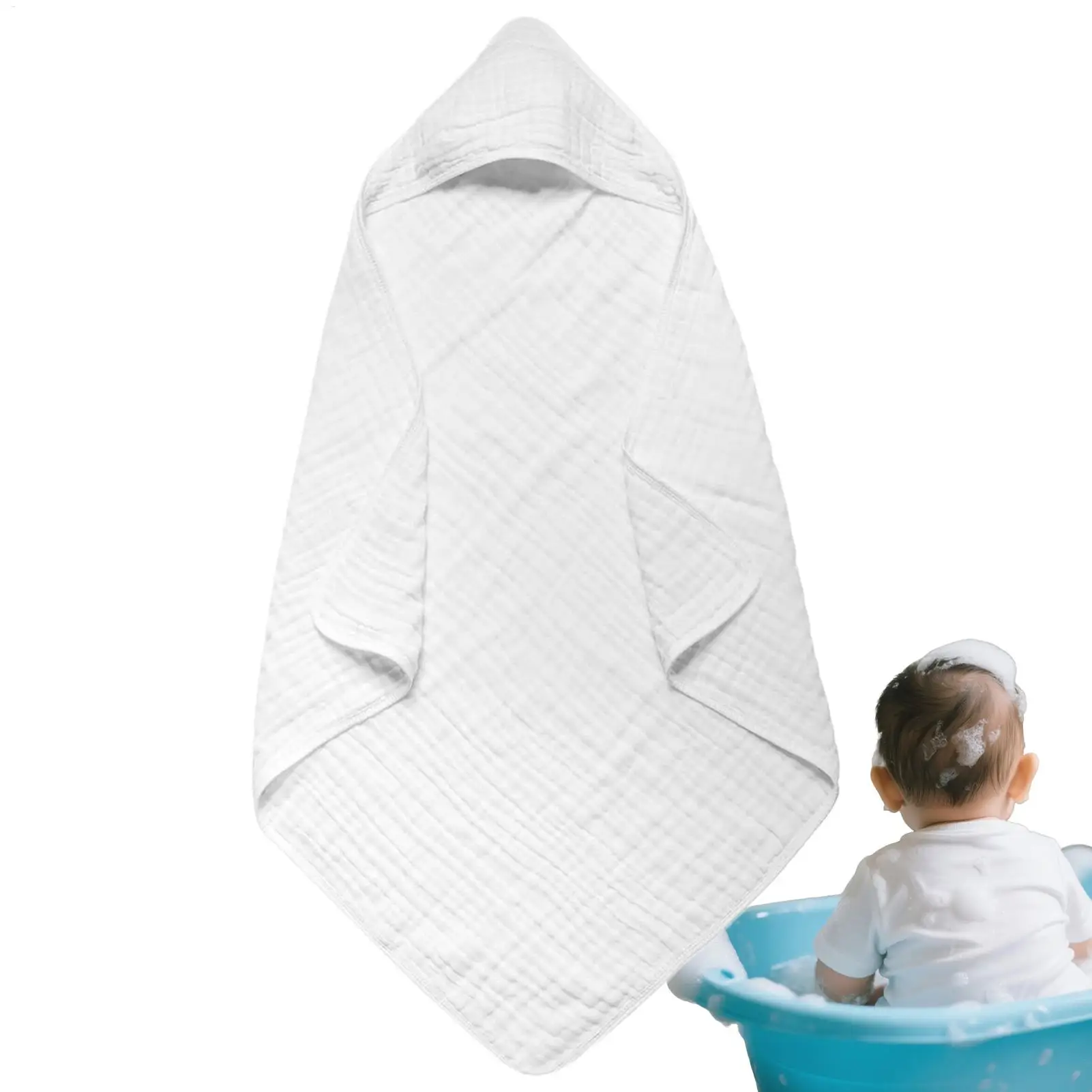 Baby Towels With Hood 35 X 35 Inch Cotton Bath Towels Quick-Drying Bathrobe For Bath Time Shower Beach Trip Daycare Home Nursery