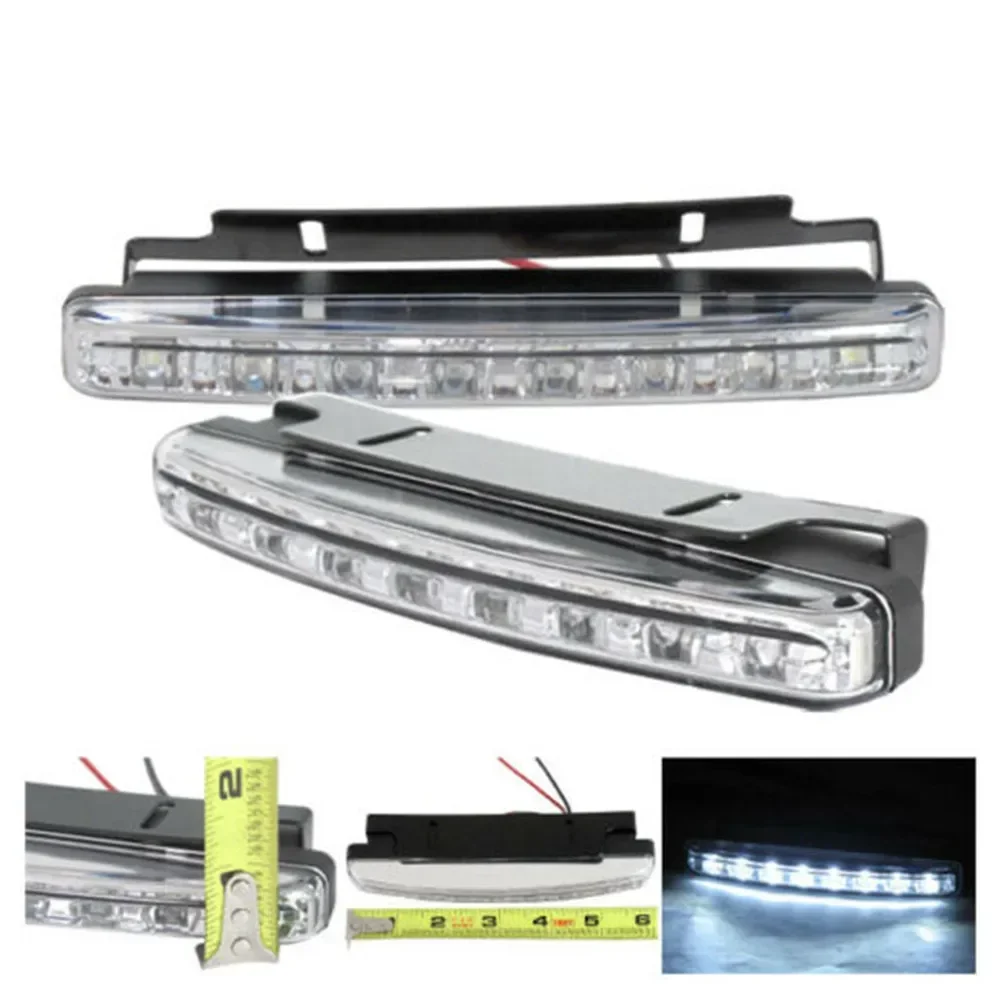 High Quality New Practical Daytime Running Light White 12V 2 Pcs Car Driving DRL Lamp Fog Lamp Tool 6000K 8 LED