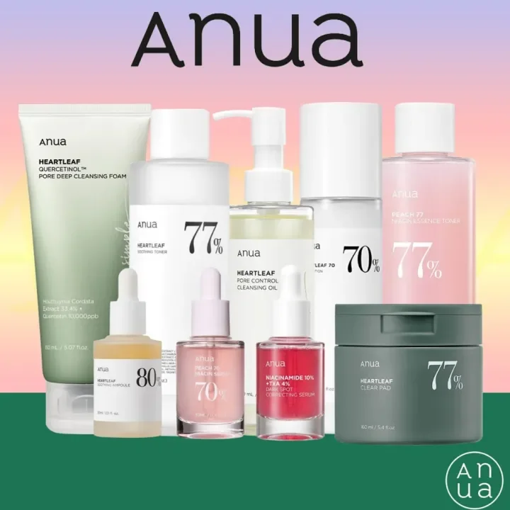 Anua Korean Heartleaf Anti-aging Essence Moisturizing Toner Emulsion Fade Fine Lines Deep Cleaning Facial Cleanser Skin Care Set