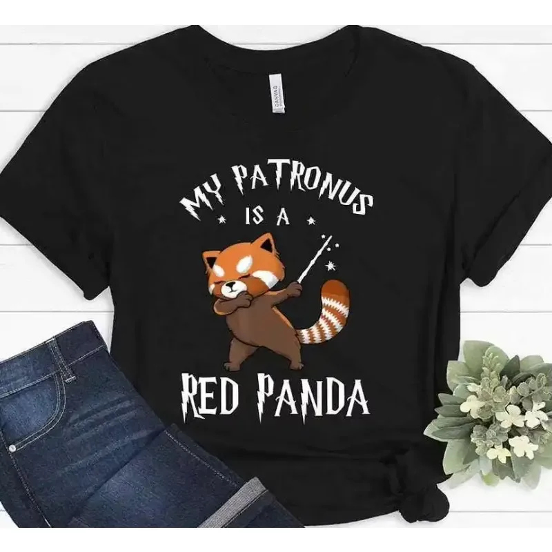 

Женская футболка My Sponsor Is Red Panda, футболка для энтузиастов панды, свободная повседневная футболка с коротким рукавом и круглым вырезом, женская рубашка