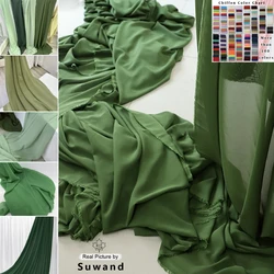 Olive Green Chiffon Fabric Bridal Wedding Party Decoration Georgette Handmade DIY Backdrops Curtain Dress Skirt Cloth Material